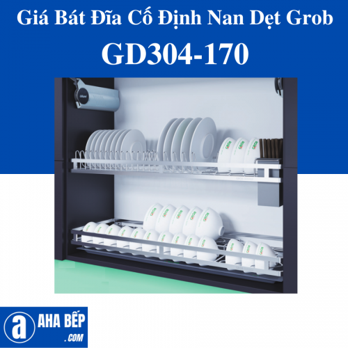 GIÁ BÁT ĐĨA CỐ ĐỊNH NAN DẸT INOX SUS304 ( NEW ) GROB GD304 - 170