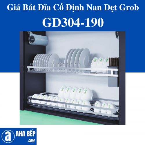 GIÁ BÁT ĐĨA CỐ ĐỊNH NAN DẸT INOX SUS304 ( NEW ) GROB GD304 - 190