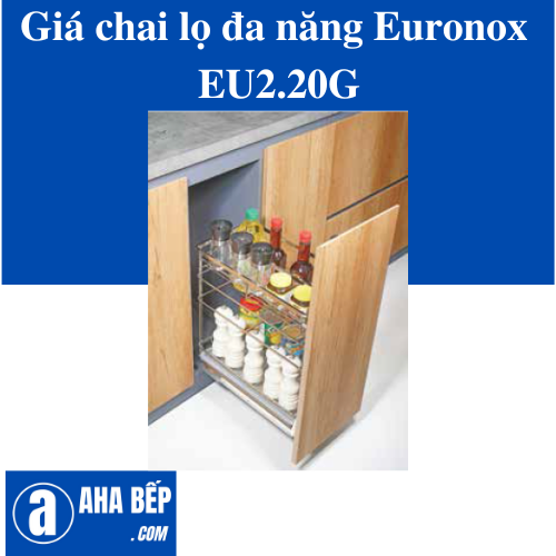 Giá chai lọ đa năng nan dẹt 3 tầng Inox bóng EURONOX EU2.20G