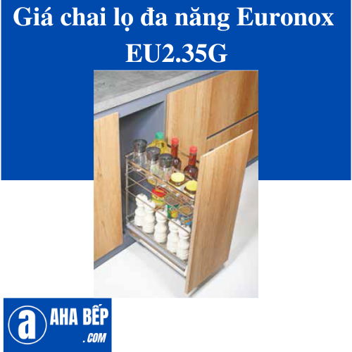 Giá chai lọ đa năng nan dẹt 3 tầng Inox bóng EURONOX EU2.35G