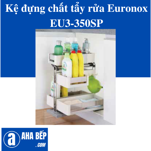 Kệ đựng chất tẩy rửa inox nan kết hợp  nhựa cao cấp, ray âm giảm chấn EURONOX EU3-350SP