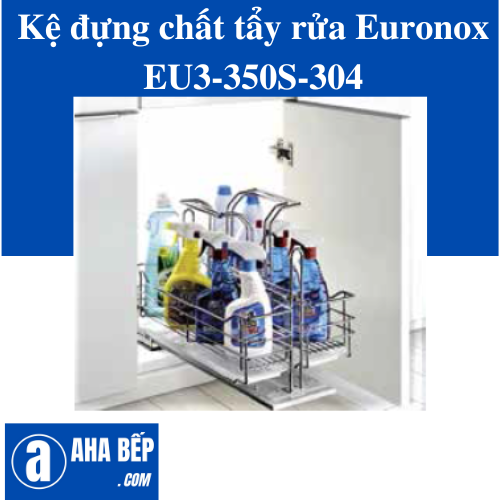 Kệ đựng chất tẩy rửa inox nan, ray âm giảm chấn EURONOX EU3-350S-304