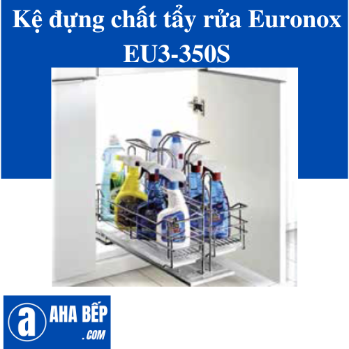 Kệ đựng chất tẩy rửa inox nan, ray âm giảm chấn EURONOX EU3-350S