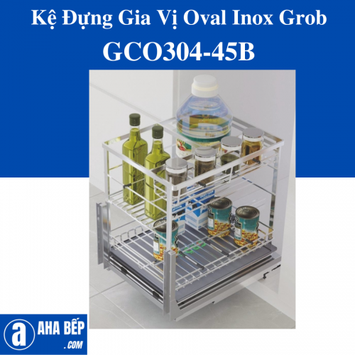 KỆ ĐỰNG GIA VỊ OVAL INOX GROB GCO304-45B