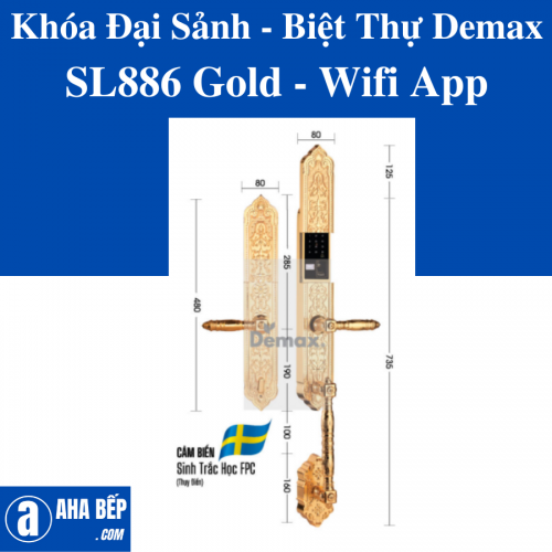 Khóa Đại Sảnh - Biệt Thự Demax SL886 Gold - Wifi App